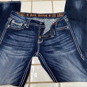 Rock Revival Easy Straight Raven Jeans Size 29 hemmed to 29 length from Buckle